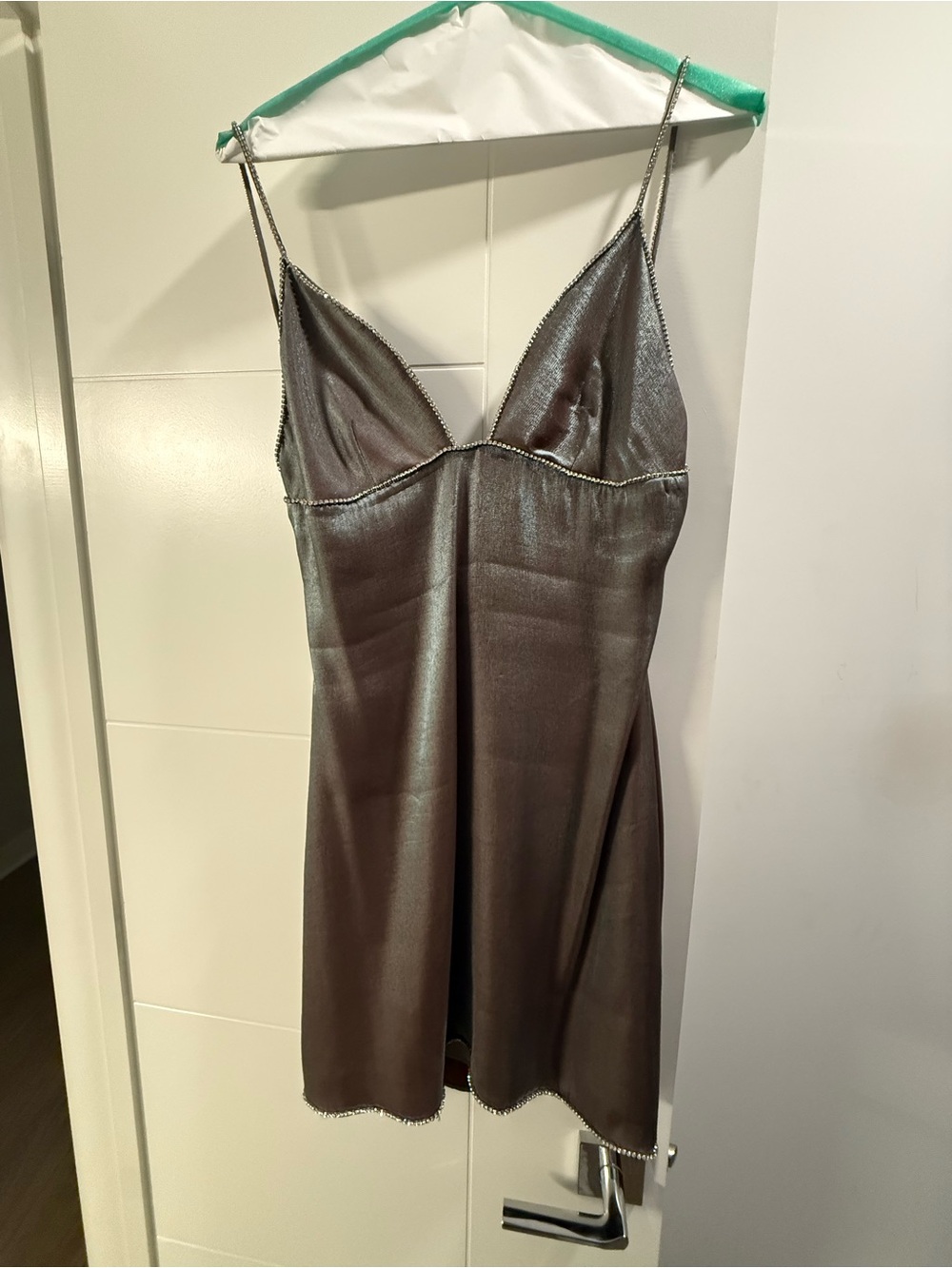 House of CB Metallic Charcoal Slip Mini Dress